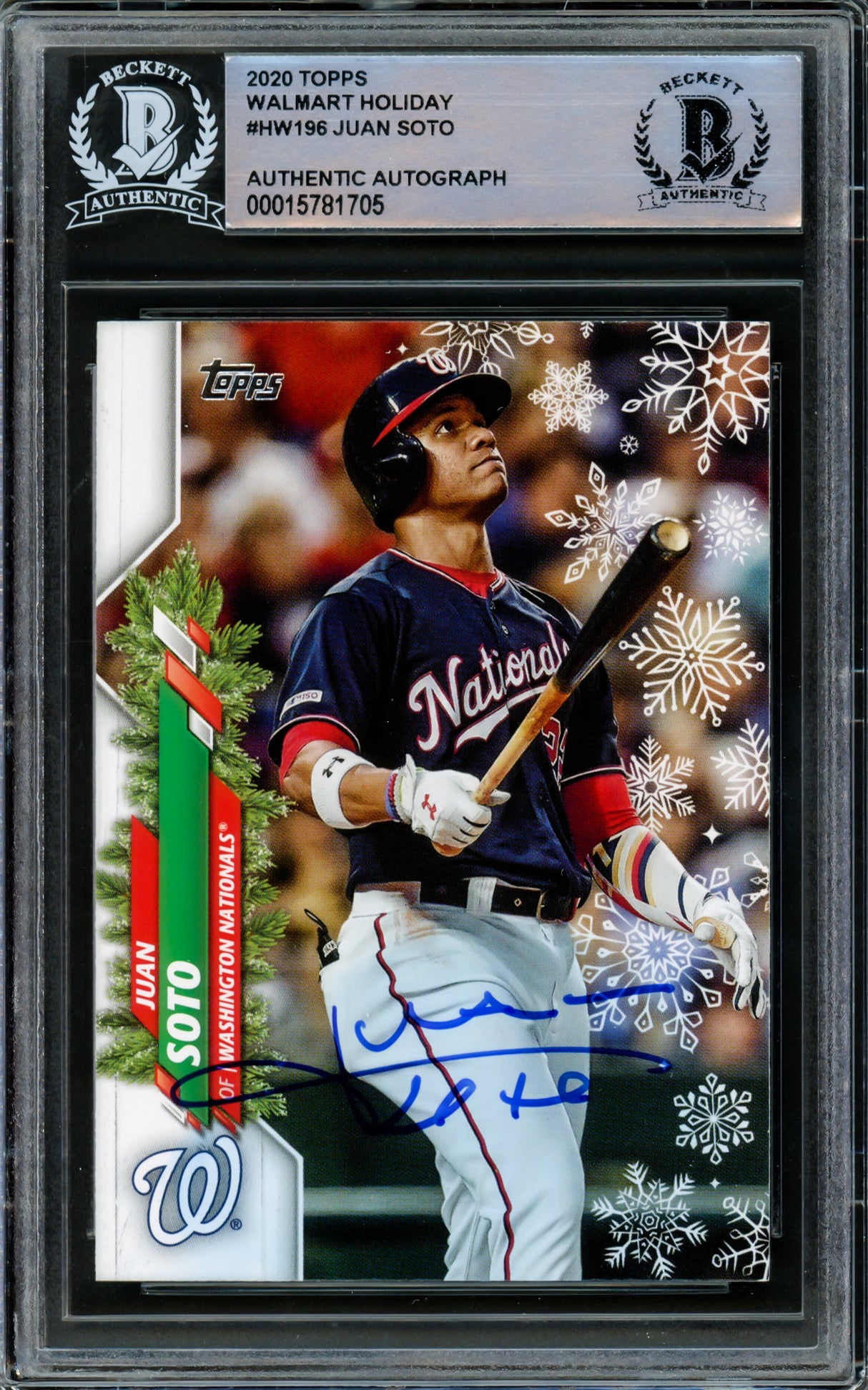 Juan Soto Autographed 2020 Topps Walmart Holiday Card #HW196 New York Yankees Beckett BAS #15781705