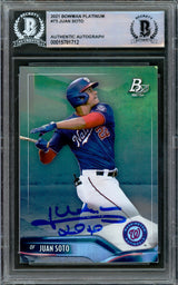 Juan Soto Autographed 2021 Bowman Platinum Card #73 New York Mets Beckett BAS #15781712