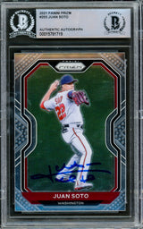 Juan Soto Autographed 2021 Panini Prizm Card #203 New York Mets Beckett BAS #15781719