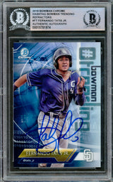 Fernando Tatis Jr. Autographed 2018 Bowman Chrome Trending Rookie Card #-FT San Diego Padres Beckett BAS #15781974