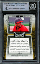 Fernando Tatis Jr. Autographed 2020 Leaf Draft Gold Card #1 San Diego Padres Beckett BAS #15782101