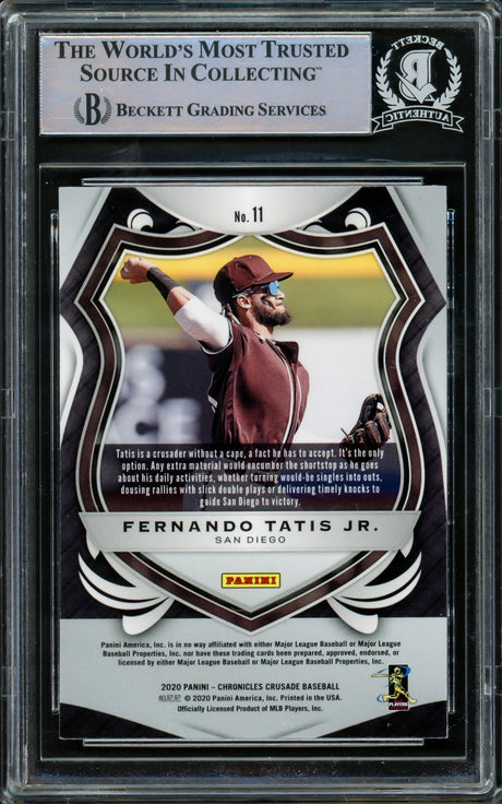 Fernando Tatis Jr. Autographed 2020 Panini Chronicles Crusade Card #11 San Diego Padres Beckett BAS #15782102