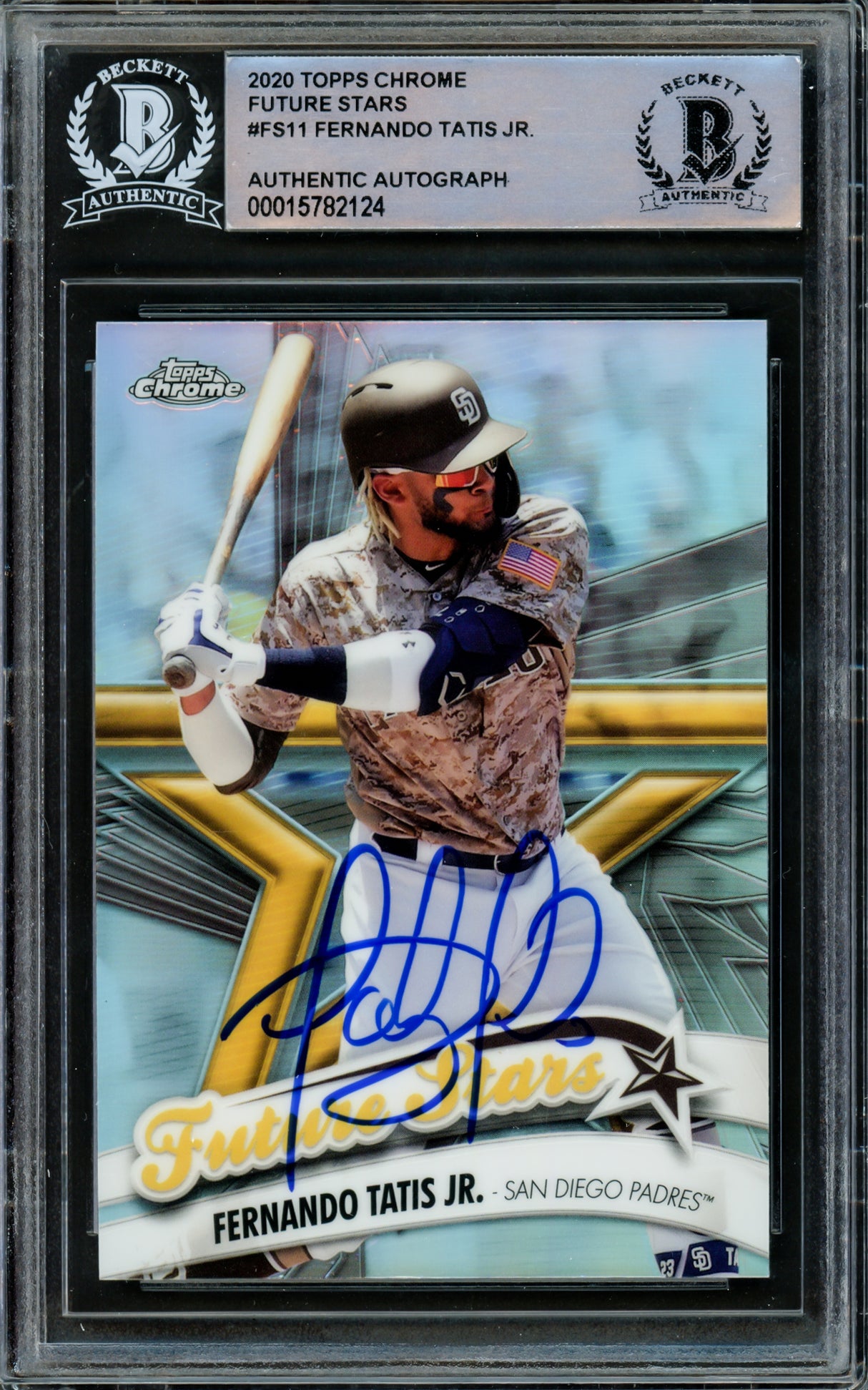Fernando Tatis Jr. Autographed 2020 Topps Chrome Future Stars Card #FS-11 San Diego Padres Beckett BAS #15782124
