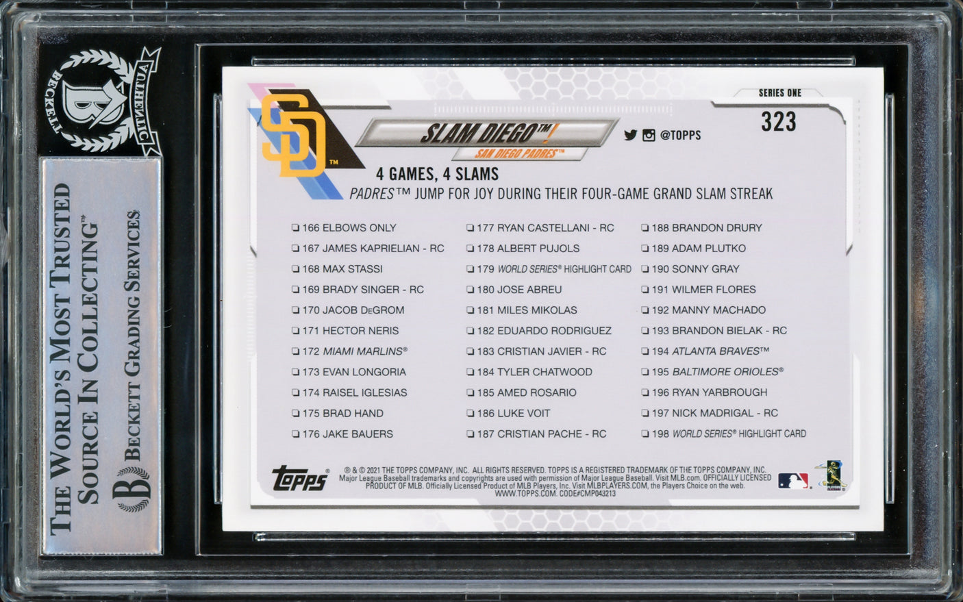 Fernando Tatis Jr. Autographed 2021 Topps Card #323 San Diego Padres Beckett BAS #15782269