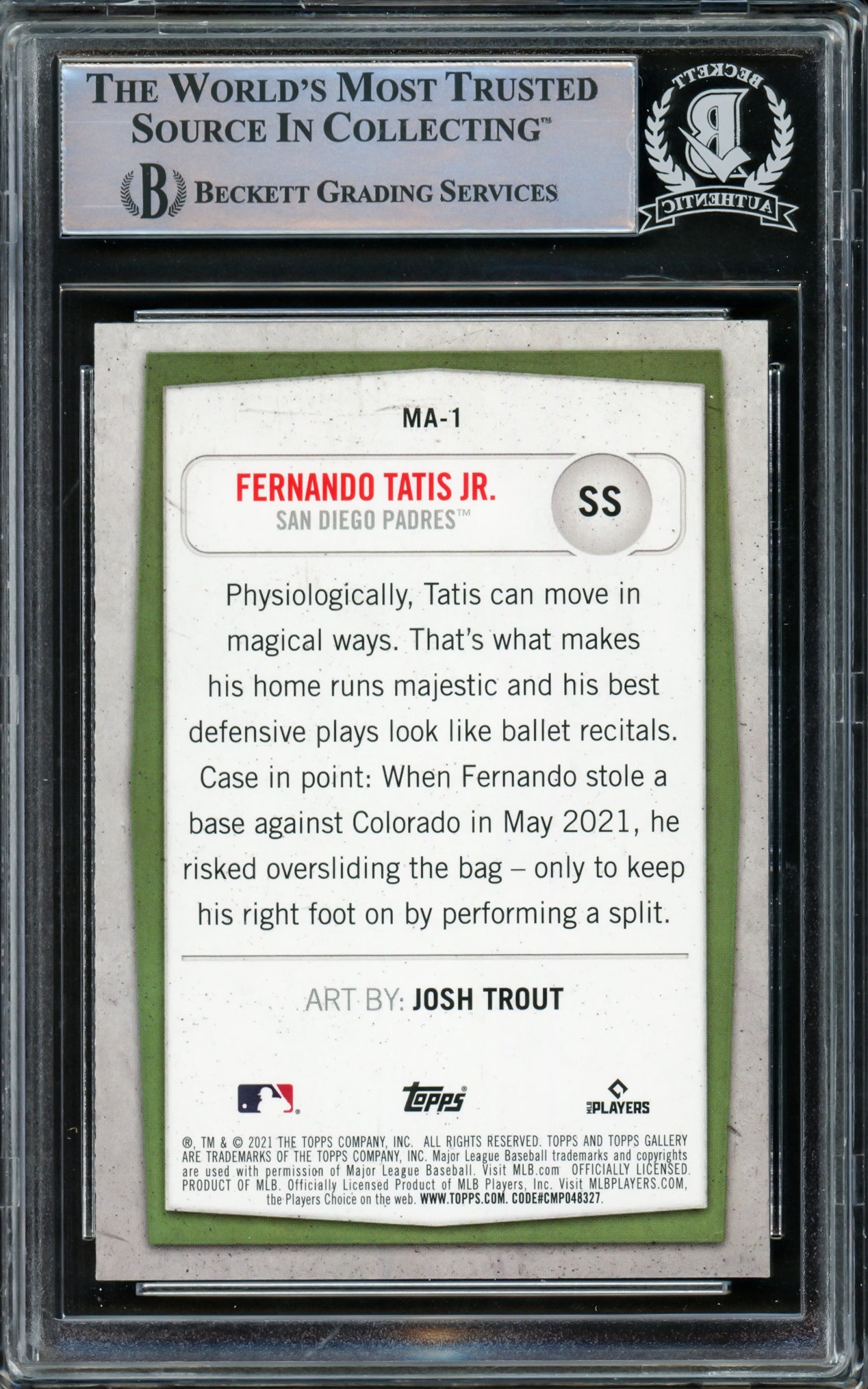Fernando Tatis Jr. Autographed 2021 Topps Gallery Modern Artists Card #MA-1 San Diego Padres Beckett BAS #15782282