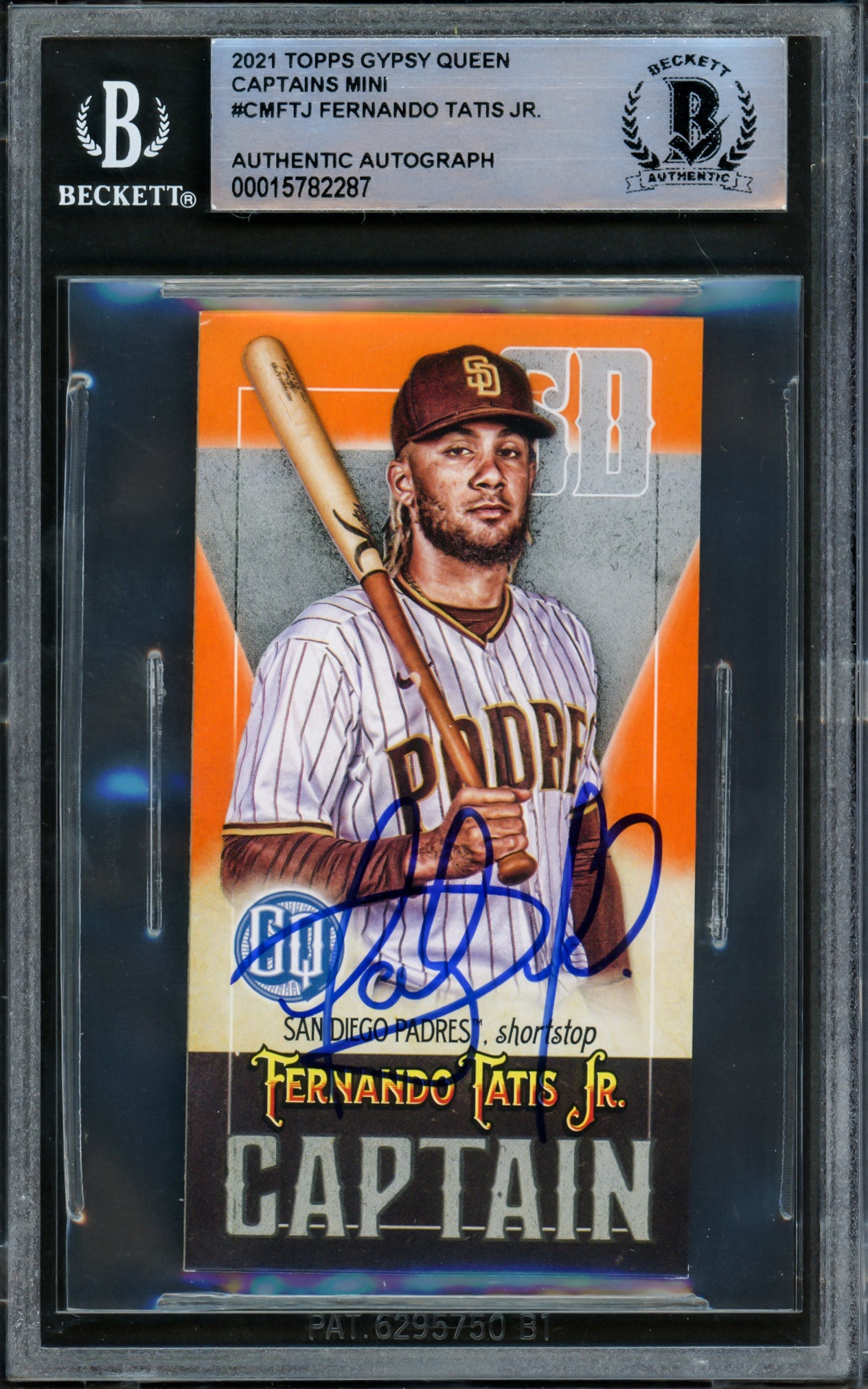 Fernando Tatis Jr. Autographed 2021 Topps Gypsy Queen Captain Mini Card #CM-FTJ San Diego Padres Beckett BAS #15782287