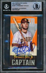 Fernando Tatis Jr. Autographed 2021 Topps Gypsy Queen Captain Mini Card #CM-FTJ San Diego Padres Beckett BAS #15782287