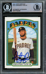 Fernando Tatis Jr. Autographed 2021 Topps Heritage Card #137 San Diego Padres Beckett BAS #15782358
