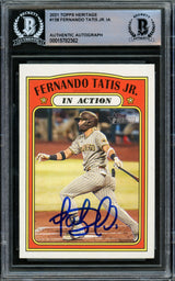 Fernando Tatis Jr. Autographed 2021 Topps Heritage Card #138 San Diego Padres Beckett BAS #15782362
