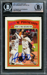 Fernando Tatis Jr. Autographed 2021 Topps Heritage Card #21 San Diego Padres Beckett BAS #15782369