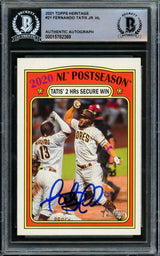 Fernando Tatis Jr. Autographed 2021 Topps Heritage Card #21 San Diego Padres Beckett BAS #15782369