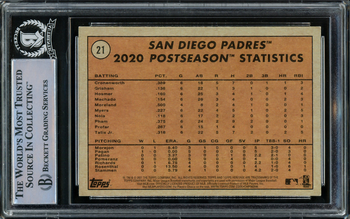 Fernando Tatis Jr. Autographed 2021 Topps Heritage Card #21 San Diego Padres Beckett BAS #15782369