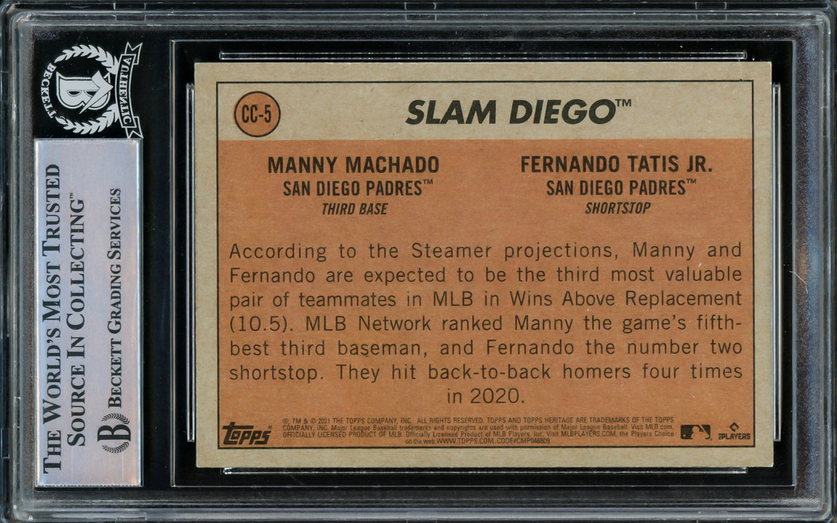 Fernando Tatis Jr. Autographed 2021 Topps Heritage High Number Combo Card #CC-5 San Diego Padres Beckett BAS #15782372