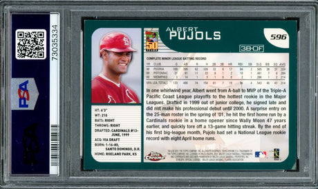 Albert Pujols Autographed 2001 Topps Chrome Rookie Card #596 St. Louis Cardinals PSA 8 Auto Grade Gem Mint 10 PSA/DNA #73035334
