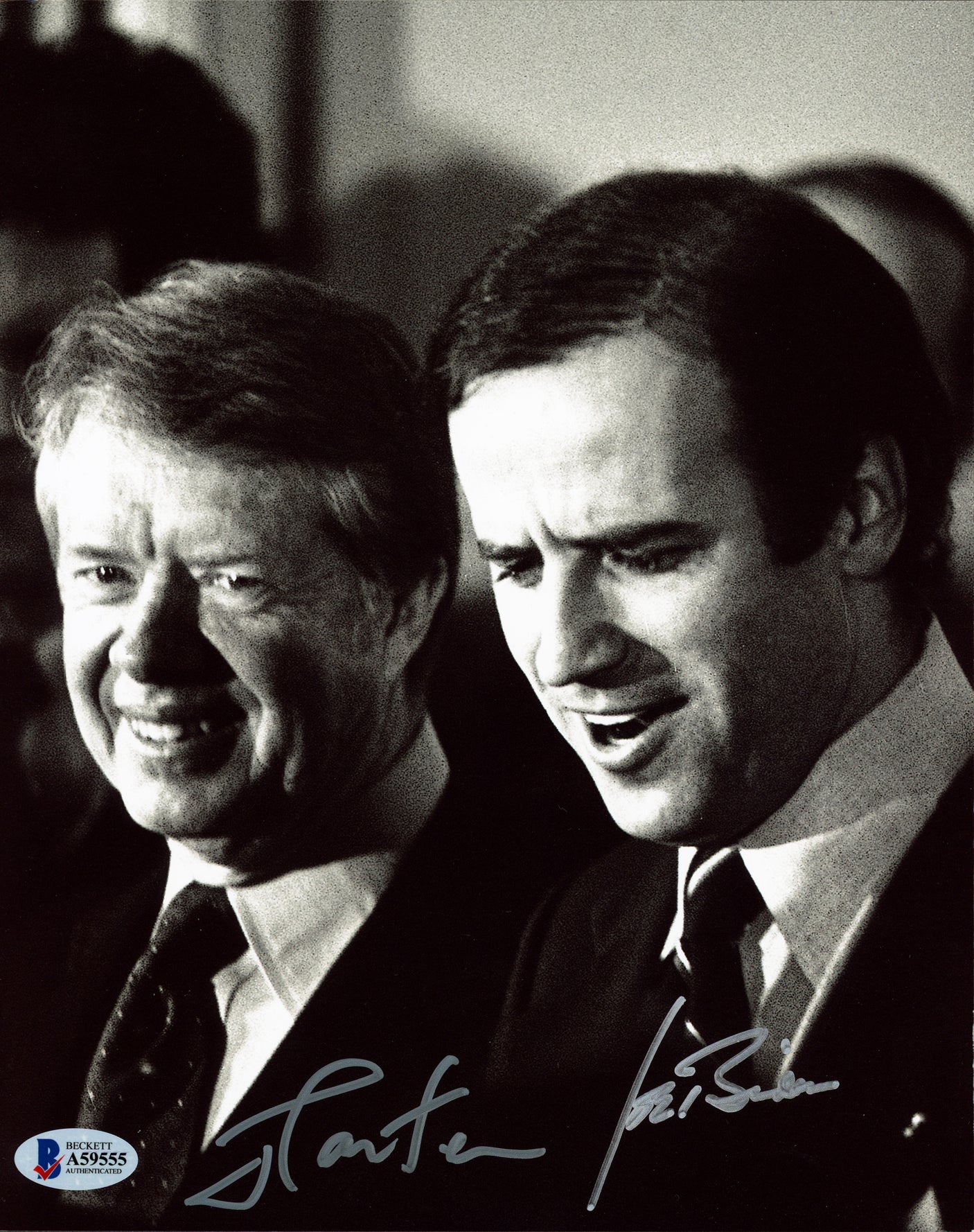 Joe Biden & Jimmy Carter Autographed 8x10 Photo Presidents Beckett BAS #A59555