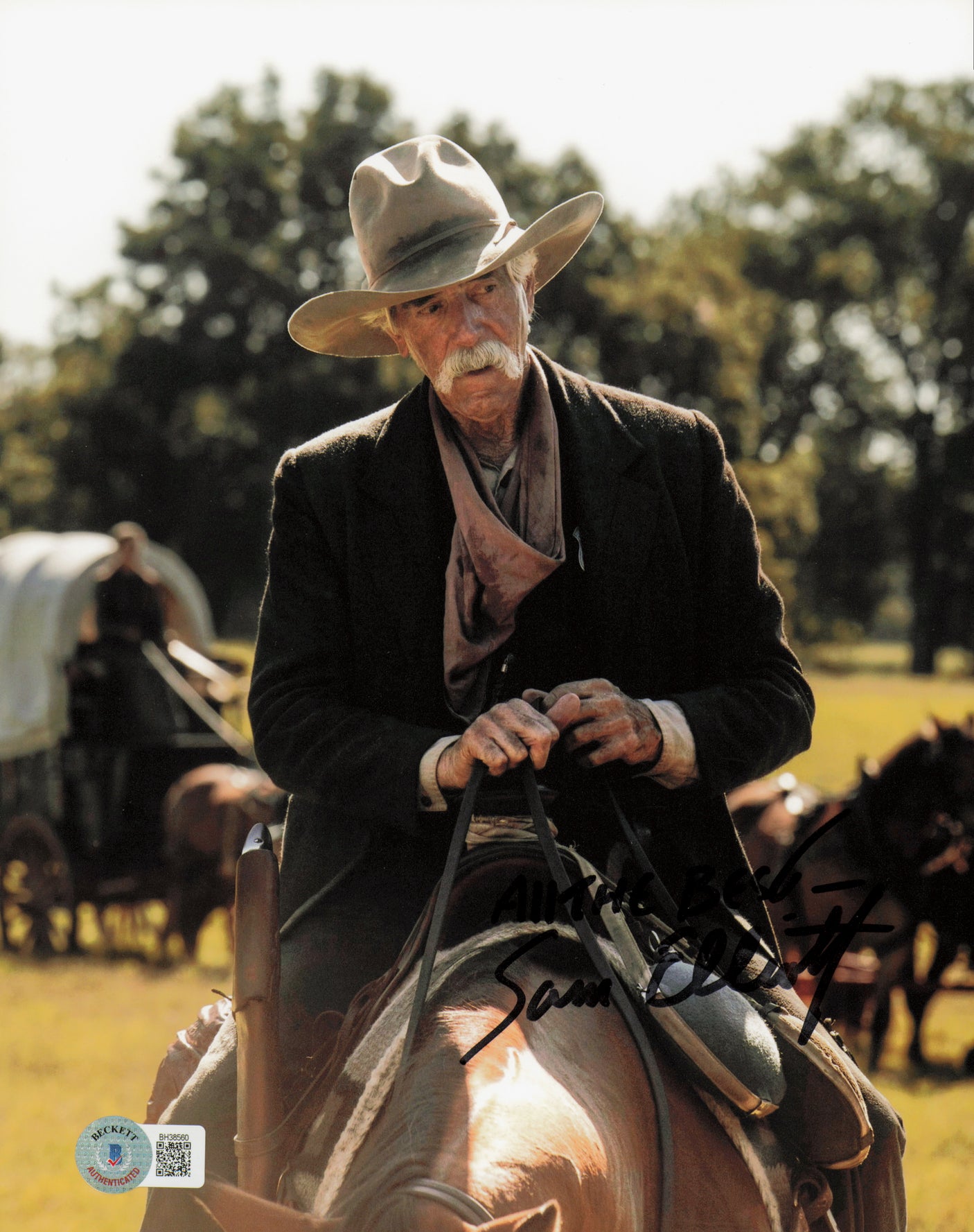 Sam Elliott Autographed 8x10 Photo Tombstone "All The Best" (Removed Personalization) Beckett BAS QR #BH38560