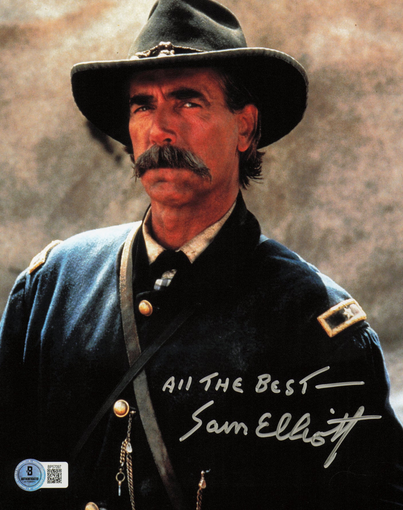 Sam Elliott Autographed 8x10 Photo Gettysburg "All The Best" Beckett BAS QR #BP57097
