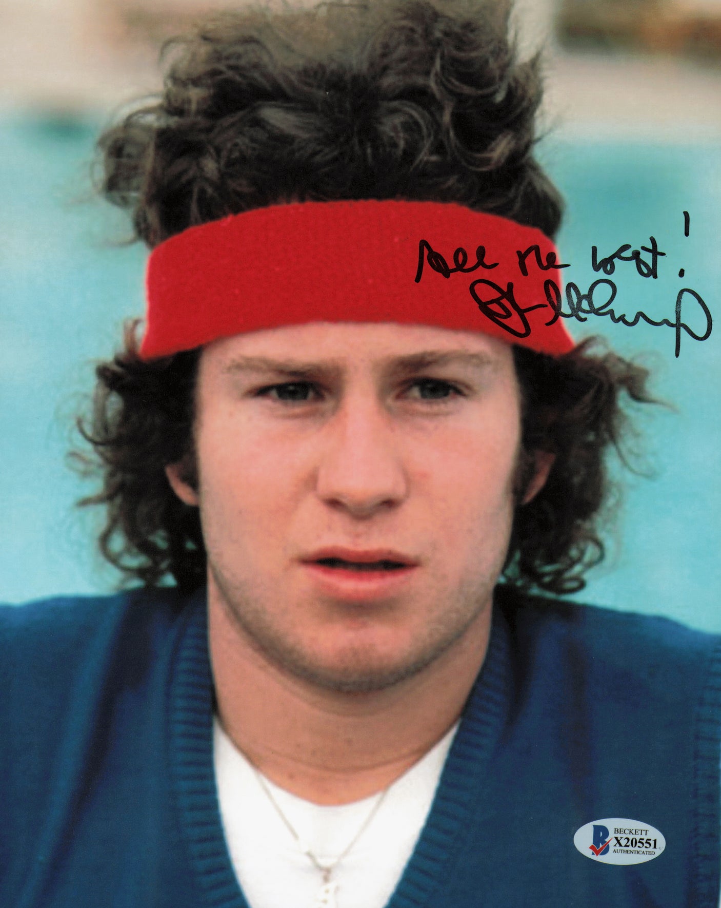 John McEnroe Autographed 8x10 Photo Tennis "All The Best" (Removed Personalization) Beckett BAS #X20551