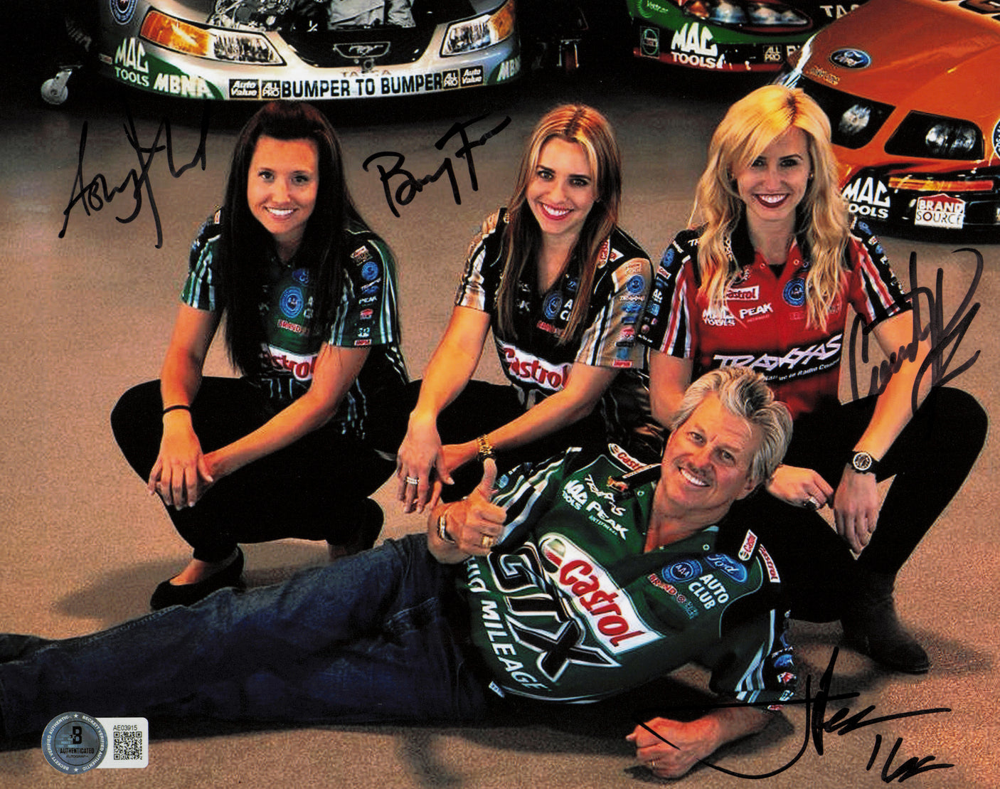 Force Family Multi-Signed Autographed 8x10 Photo NHRA With 4 Signatures Including John Force Beckett BAS #AE03915