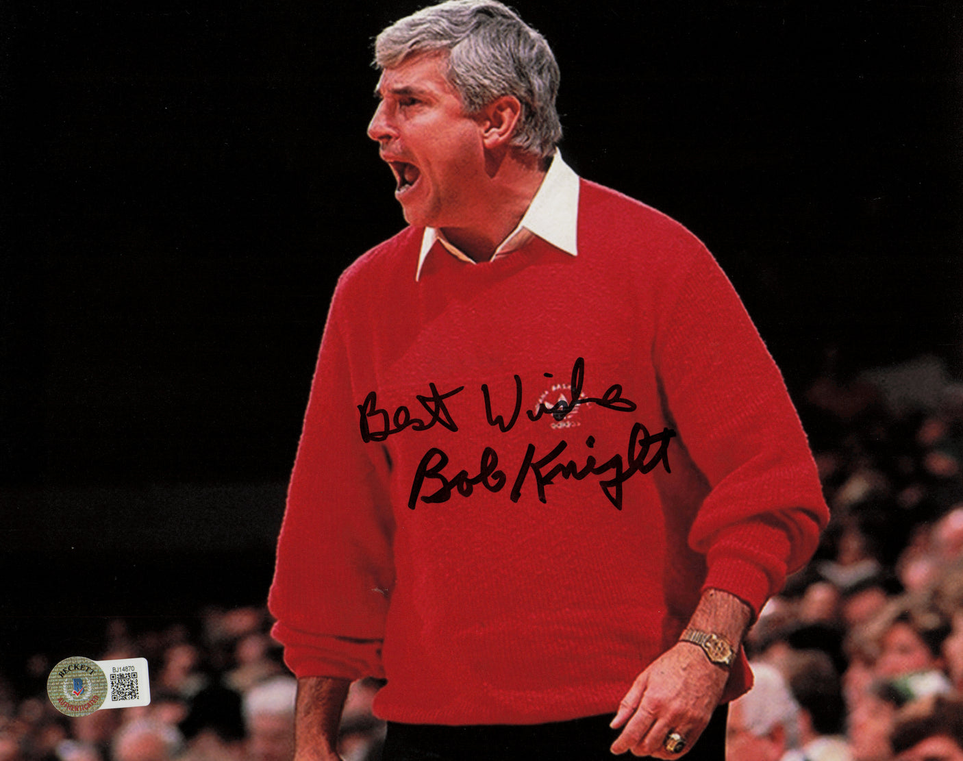 Bobby Knight Autographed 8x10 Photo Indiana Hoosiers Beckett BAS QR #BJ14870