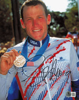 Lance Armstrong Autographed 8x10 Photo Cycling Beckett BAS #AE03887