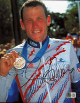 Lance Armstrong Autographed 8x10 Photo Cycling Beckett BAS #AE03885