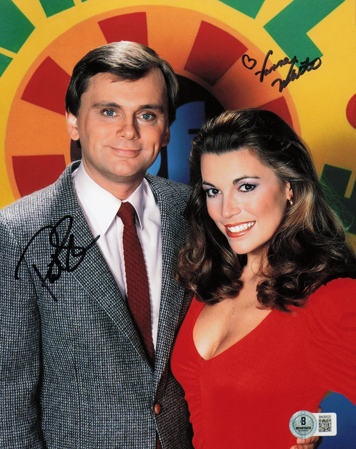 Pat Sajak & Vanna White Autographed 8x10 Photo Wheel of Fortune Beckett BAS QR #BN26520