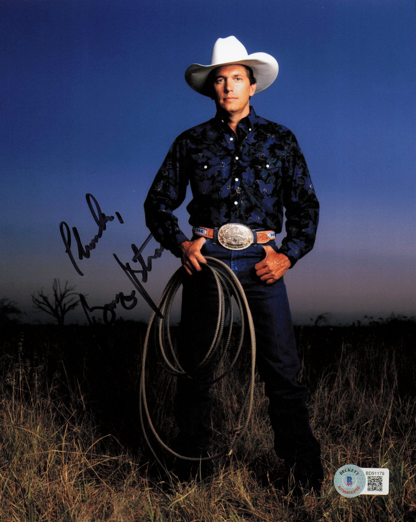 George Strait Autographed 8x10 Photo Country Musician Beckett BAS QR #BD91179