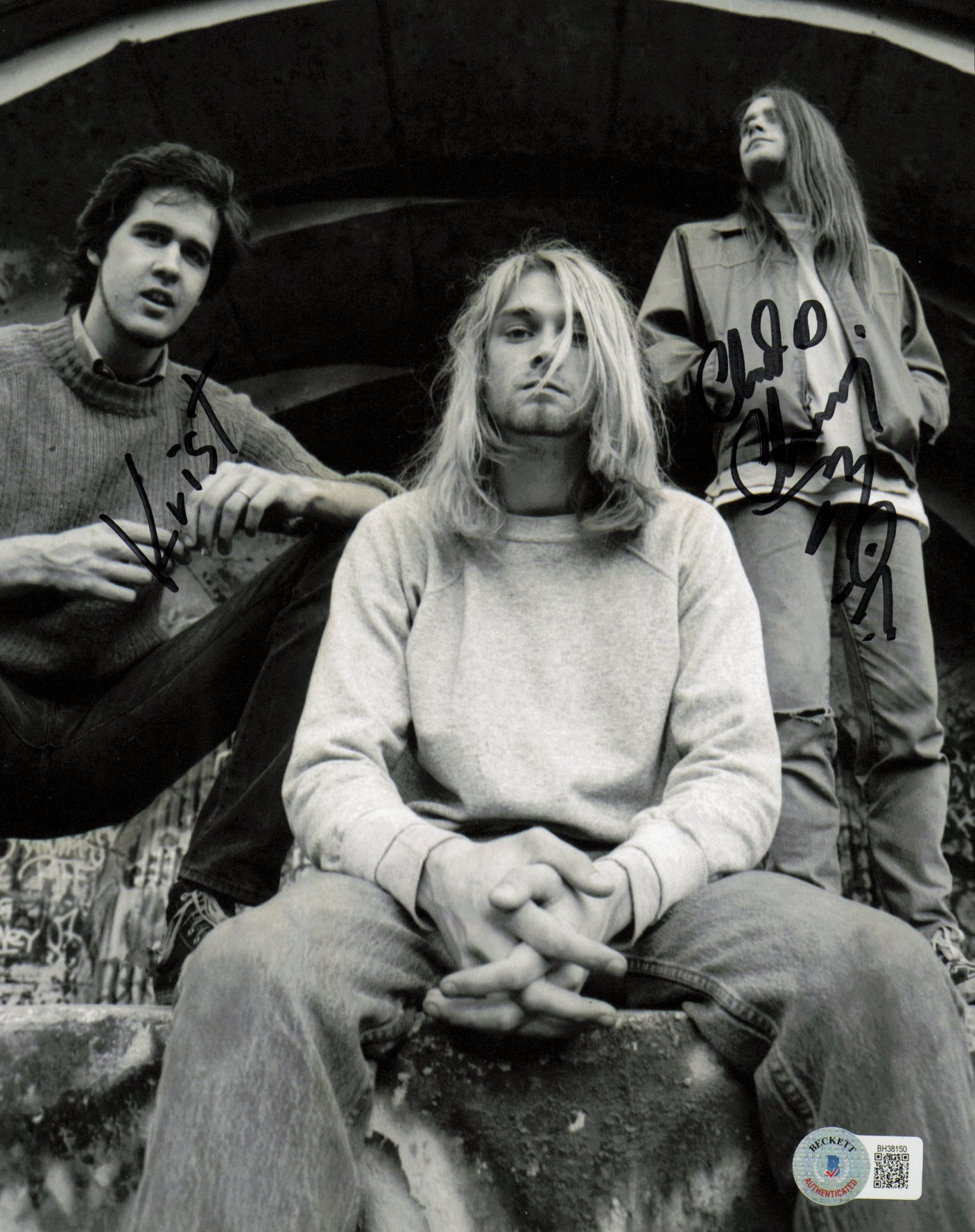 Krist Novoselic & Chad Channing Autographed 8x10 Photo Nirvana Beckett BAS QR #BH38150