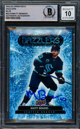 Matty Beniers Autographed 2022-23 Upper Deck Dazzlers Blue Rookie Card #DZ18 Seattle Kraken Auto Grade Gem Mint 10 "#10" Beckett BAS #16541856