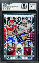 Travis Kelce & George Kittle Autographed 2023 Panini Mosaic Carbon Copy Card #5 Auto Grade Gem Mint 10 Beckett BAS #18154702