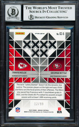Travis Kelce & George Kittle Autographed 2023 Panini Mosaic Blue Card #5 Auto Grade Gem Mint 10 #12/99 Beckett BAS #18154701