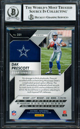 Dak Prescott Autographed 2016 Panini Prizm Rookie Card #231 Dallas Cowboys Auto Grade Gem Mint 10 "2016 ROY" Beckett BAS #18155197