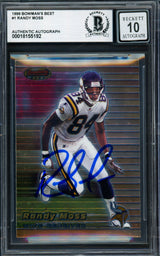 Randy Moss Autographed 1999 Bowman's Best Card #1 Minnesota Vikings Auto Grade Gem Mint 10 Beckett BAS #18155192