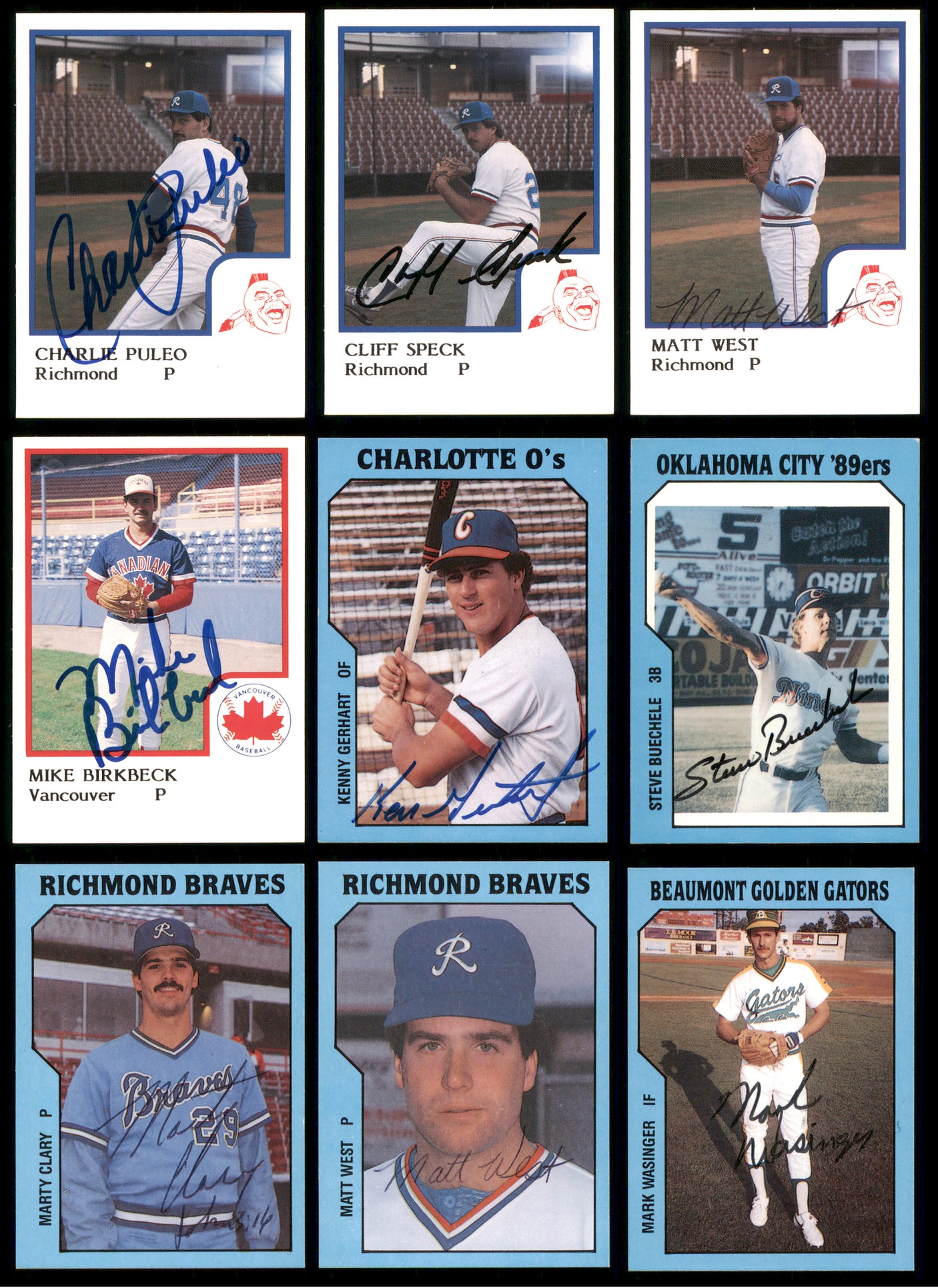 Autographed Assorted 1978-1986 Minor League Baseball Cards (34 Count Lot) SKU #243671