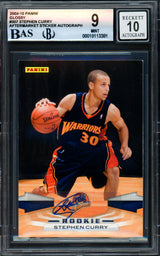 Stephen Curry Autographed 2009-10 Panini Glossy Rookie Card #307 Golden State Warriors BGS 9 Auto Grade Gem Mint 10 Beckett BAS #18113381