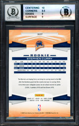 Stephen Curry Autographed 2009-10 Panini Glossy Rookie Card #307 Golden State Warriors BGS 9 Auto Grade Gem Mint 10 Beckett BAS #18113381