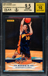 Stephen Curry Autographed 2009-10 Panini Rookie Card #357 Golden State Warriors BGS 9.5 Auto Grade Gem Mint 10 Beckett BAS #18113386