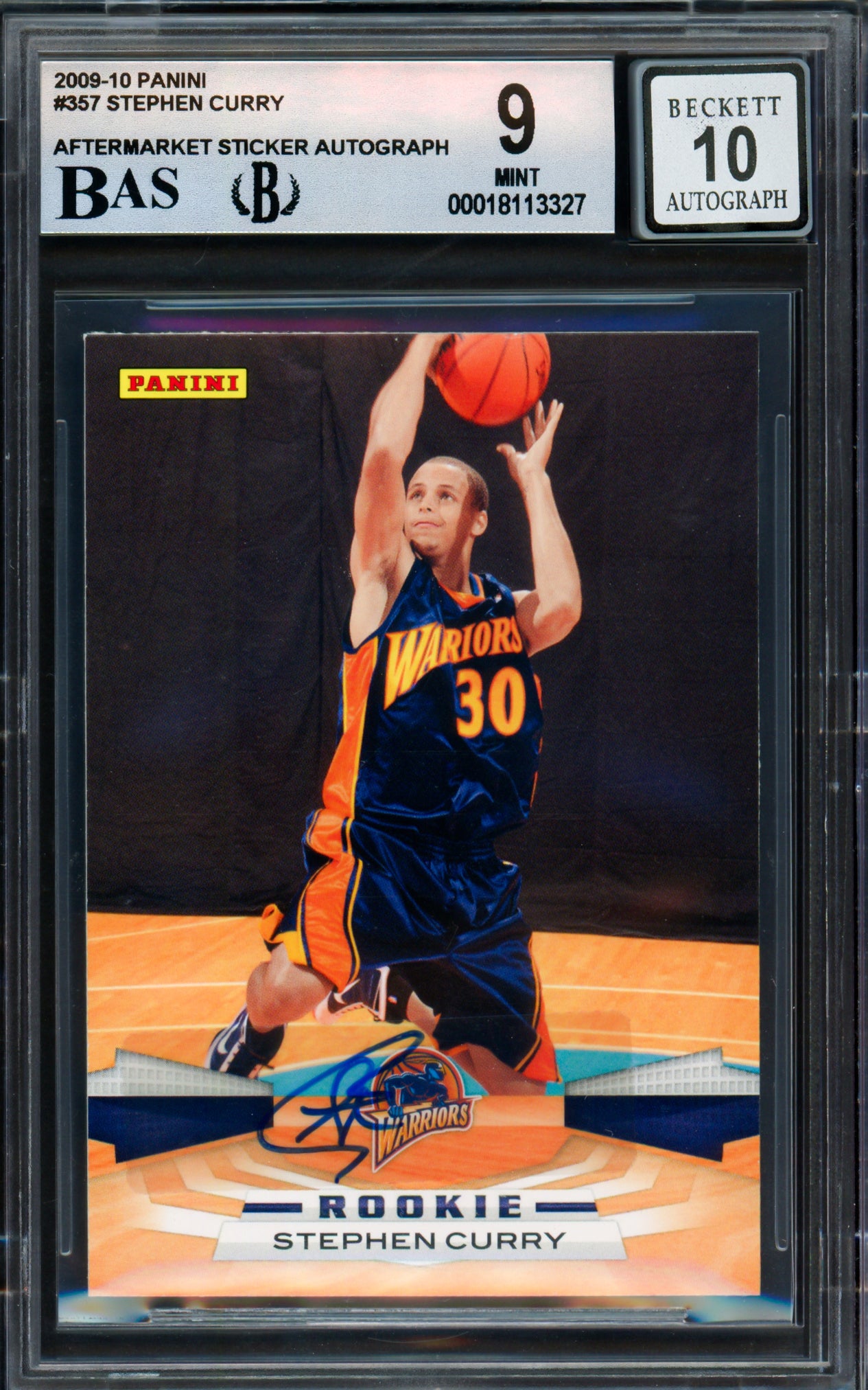 Stephen Curry Autographed 2009-10 Panini Rookie Card #357 Golden State Warriors BGS 9 Auto Grade Gem Mint 10 Beckett BAS #18113327