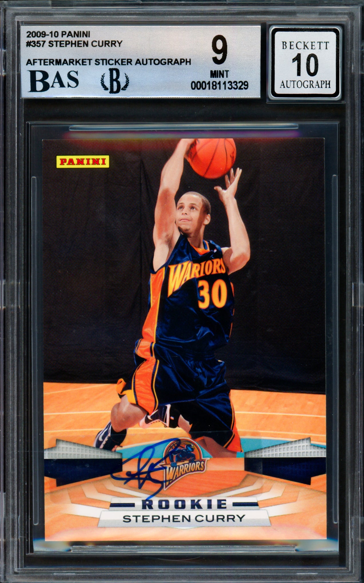 Stephen Curry Autographed 2009-10 Panini Rookie Card #357 Golden State Warriors BGS 9 Auto Grade Gem Mint 10 Beckett BAS #18113329