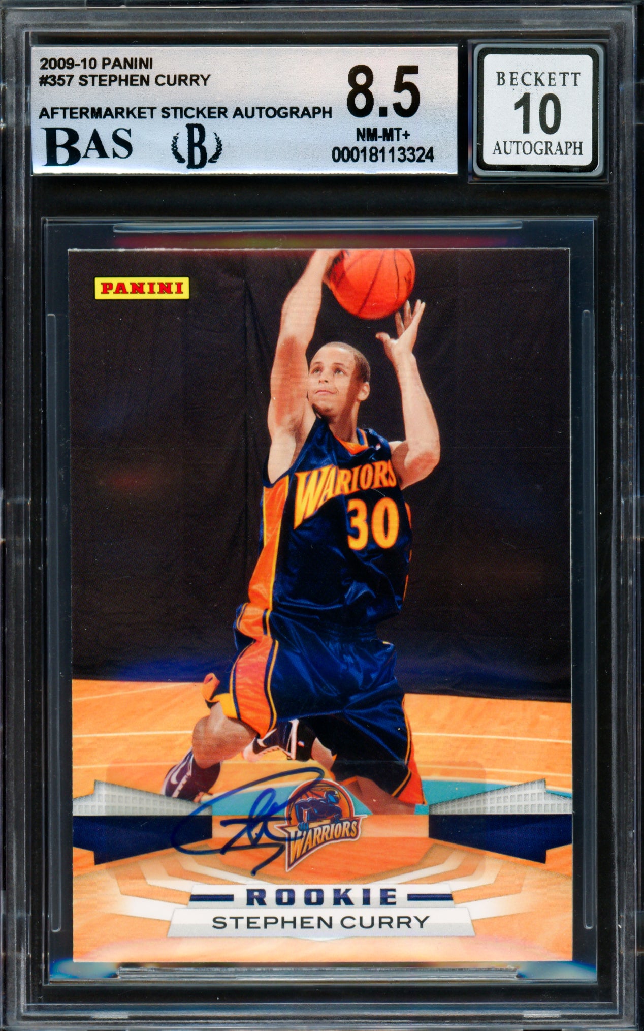 Stephen Curry Autographed 2009-10 Panini Rookie Card #357 Golden State Warriors BGS 8.5 Auto Grade Gem Mint 10 Beckett BAS #18113324