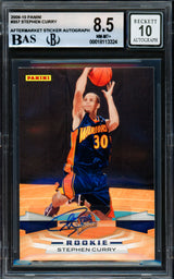 Stephen Curry Autographed 2009-10 Panini Rookie Card #357 Golden State Warriors BGS 8.5 Auto Grade Gem Mint 10 Beckett BAS #18113324