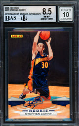 Stephen Curry Autographed 2009-10 Panini Rookie Card #357 Golden State Warriors BGS 8.5 Auto Grade Gem Mint 10 Beckett BAS #18113331