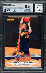 Stephen Curry Autographed 2009-10 Panini Rookie Card #357 Golden State Warriors BGS 8.5 Auto Grade Gem Mint 10 Beckett BAS #18113330