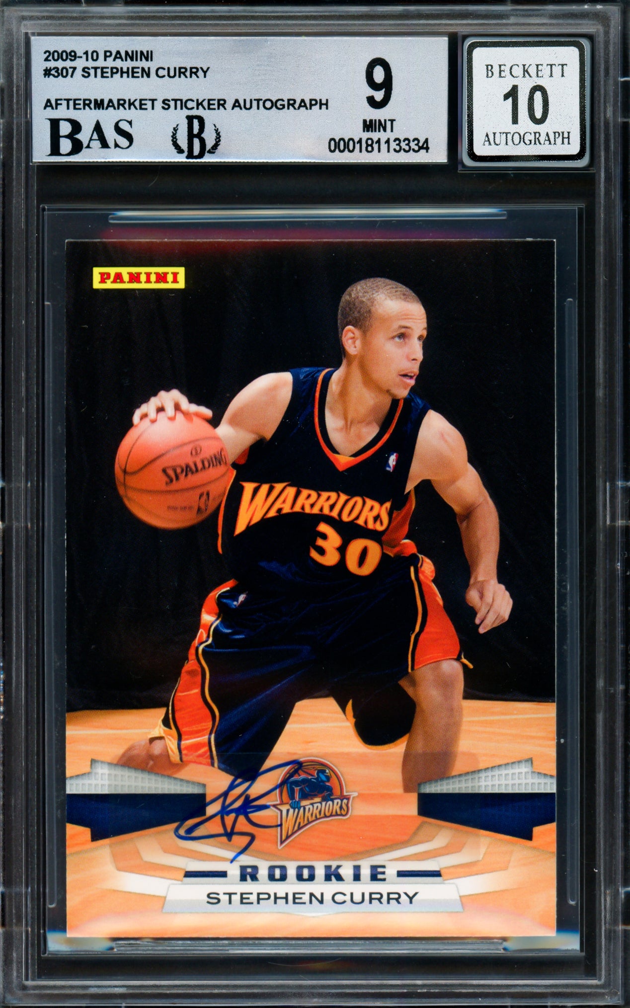 Stephen Curry Autographed 2009-10 Panini Rookie Card #307 Golden State Warriors BGS 9 Auto Grade Gem Mint 10 Beckett BAS #18113334