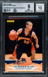 Stephen Curry Autographed 2009-10 Panini Rookie Card #307 Golden State Warriors BGS 9 Auto Grade Gem Mint 10 Beckett BAS #18113334