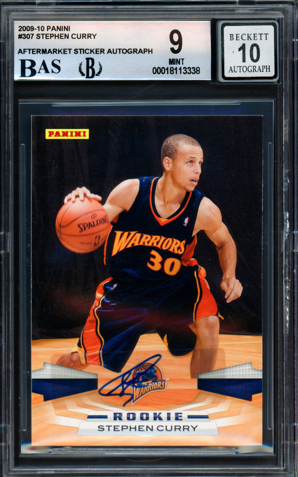 Stephen Curry Autographed 2009-10 Panini Rookie Card #307 Golden State Warriors BGS 9 Auto Grade Gem Mint 10 Beckett BAS #18113338