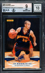 Stephen Curry Autographed 2009-10 Panini Rookie Card #307 Golden State Warriors BGS 9 Auto Grade Gem Mint 10 Beckett BAS #18113338