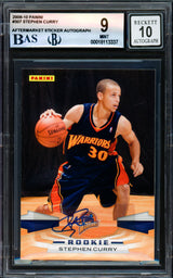 Stephen Curry Autographed 2009-10 Panini Rookie Card #307 Golden State Warriors BGS 9 Auto Grade Gem Mint 10 Beckett BAS #18113337