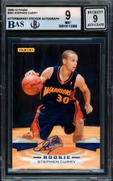Stephen Curry Autographed 2009-10 Panini Rookie Card #307 Golden State Warriors BGS 9 Auto Grade Mint 9 Beckett BAS #18113389